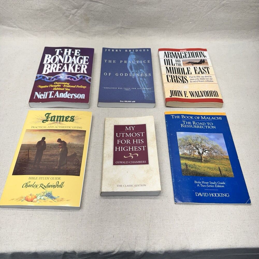 Christian Books Lot of 6 Swindoll Chambers Bridges Walvoord Bible Study